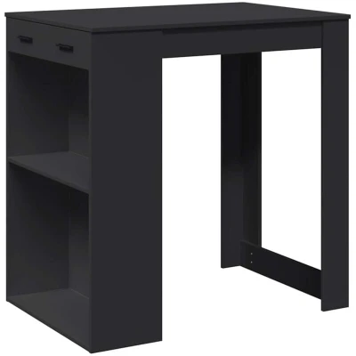 Image of vidaXL Bar Table Kitchen Counter Bistro Black Engineered Wood 102 x 70 103.5 cm Ample Storage Versatile for Living Room/Dining Area