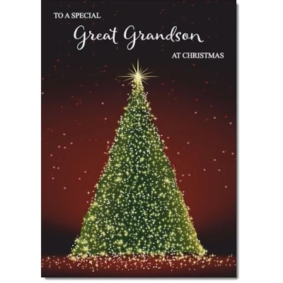 Image of doodlecards Great Grandson Christmas Card Green Tree Medium Size for with Plain Envelope