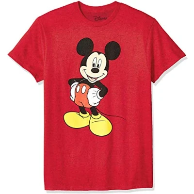 Image of Disney Men&#039;s Classic Mickey Mouse Full Size Graphic Short Sleeve T Shirt, Red Heather, XL