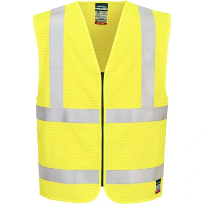 Image of Portwest Bizflame Hi Vis FR Zip Vest Yellow Large XL