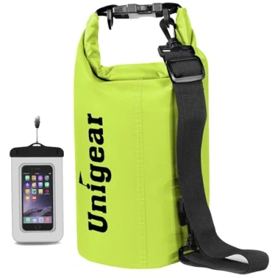 Image of Unigear 5L/10L/20L/30L/40L Dry Bag Sack with Waterproof Phone Case and Long Adjustable Shoulder Strap for Boating, Kayaking, Fishing, Rafting, Swimming, Camping Snowboarding (Yellow, 10L)