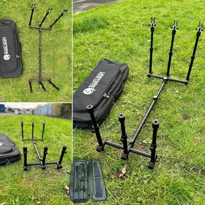 Image of LFS BLACK GRAND Aluminium Rod pod Screws Fully Adjustable Carp Fishing