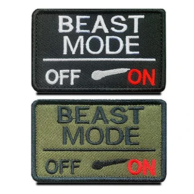 Image of Zcketo 2 Packs Tactical Beast Mode On Military Combat Badge Embroidered Patch Hook &amp; Loop for Clothes Clothing Hats Backpack Dog Vest 3.15x2&quot;