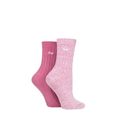 Image of Women&#039;s 2 Pair Jeep Performance Polyester Boot Socks Cerise / Cream 4 8 Ladies