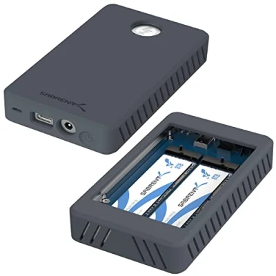 Image of SABRENT M.2 Thunderbolt 3 NVMe SSD Enclosure, USB C to Dual bay, External M2 PCIe Docking Station with Power Adapter, for 2242 2260 2280, TB3 Cable Included (EC T3DN)