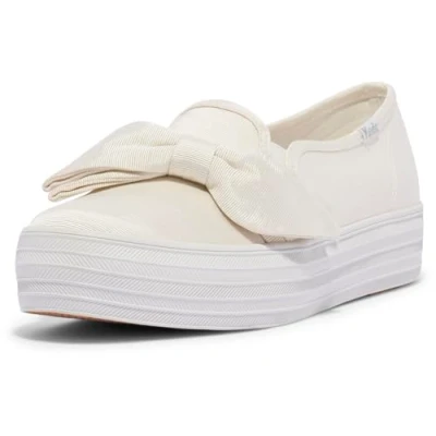 Image of Keds Women&#039;s Triple Decker Sneaker, White Bow Celebrations, 6.5 UK