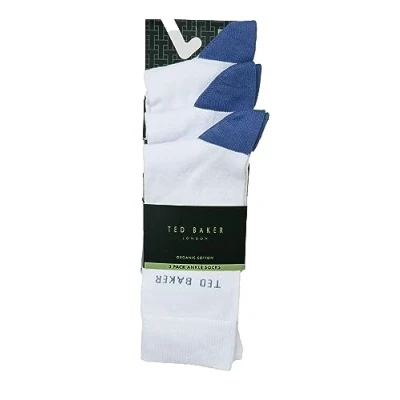 Image of Ted Baker London Mens Unisex Whitess Three Pair Pack of Cotton Socks One Size in White