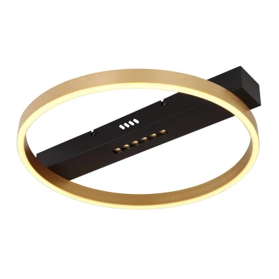Image of Luffy 40cm Integrated LED Semi Flush Ceiling Light Matt Black Round 3000K