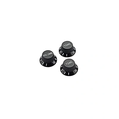 Image of Alnicov 3 in 1 Speed Volume Tone Control Knobs Plastic for Left Hand Guitar Bass Parts,Black