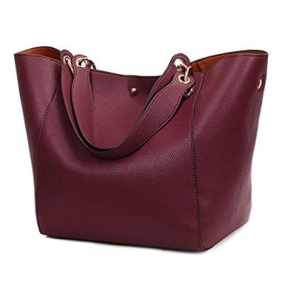 Image of Pahajim Handbags for Women Large Tote Bag PU Leather Waterproof Shoulder Womens Top Handle Work Shopping Bag(Fuchsia)