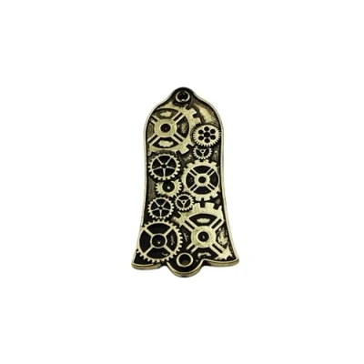 Image of Guyker 1 Pcs Guitar Head Cover 2 Holes, Zinc alloy Truss Rod for LP Style Accessories Parts, Gear Pattern JA2001, Ancient Gold