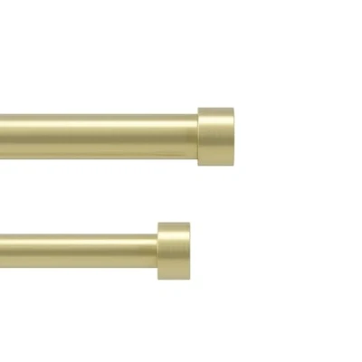 Image of Umbra Cappa 1 Adjustable Double Curtain Rod for Windows 66 to 120 Drapery Rod, Brass