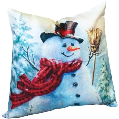 Image of Xmas Haus Christmas Themed Pillow Cushion With Washable Linen Covers and Hollow Fibre Filling (450x450mm) Designed to Bring Festive Decorative Cheer any Home
