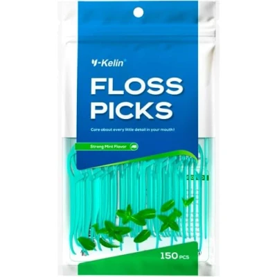 Image of Y Kelin Dental Floss 150 Pcs Strong Mint, Teeth Stick,Tooth Picks,Floss Picks,Teeth Cleaning