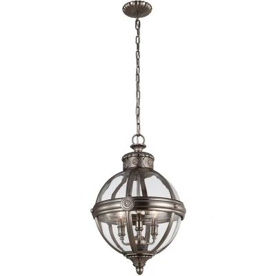 Image of Adams 3 Light Ceiling Chandelier Pendant Antique Nickel, E14