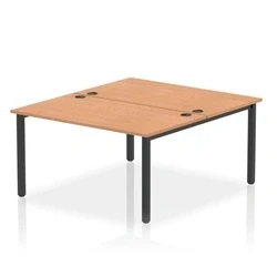 Image of Impulse Bench B2B 2 Person 1400 Black Frame Office Desk Oak
