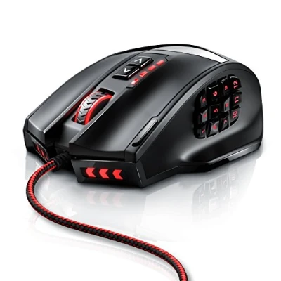 Image of TITANWOLF High Performance Wired Laser Gaming Mouse 16000 DPI 18 Buttons Precision Configurable LED Lighting Avago Sensor Technology MMO Software programmable Weight Tuning