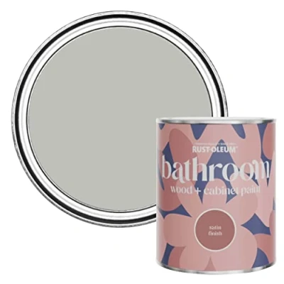 Image of Rust Oleum Grey Moisture Resistant Bathroom Wood and Cabinet Paint in Satin Finish Flint 750ml