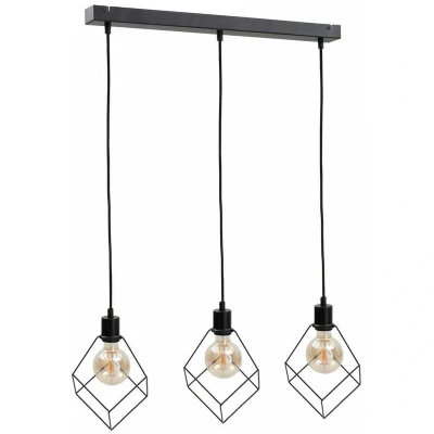 Image of Ruben Bar Pendant Ceiling Light Black, 60cm, 3x E27