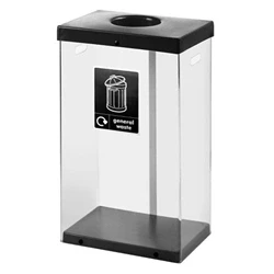 Image of Clear Recycling Bin c/w Sticker 80L; Body; Black Lid; Plastic