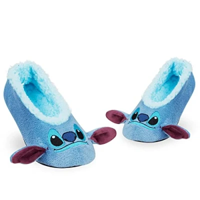 Image of Disney Slippers Women and Teens, Slipper Socks Ballet Slippers, Eeyore Minnie Mickey Stitch Gifts (6 8 UK, Blue Stitch)