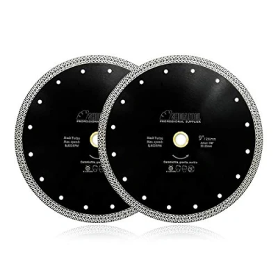 Image of SHDIATOOL Diamond Cutting Disc 2pcs 9 Inches / 230mm Saw Blade with Mesh Turbo for Porcelain Tile Ceramic Granite Marble