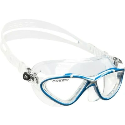 Image of Cressi Planet Anti Fog Premium Swim Goggles Mask, 100% UV (Made in Italy), Clear Blue/White
