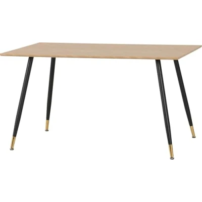 Image of Seconique Dining Table, Engineered Wood, Medium Oak Effect/Black, W 1400mm x D 800mm H 750mm
