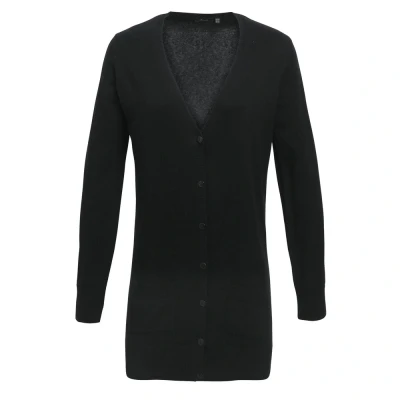 Image of Premier Womens/Ladies Longline V Neck Cardigan (Black) Size 8 UK
