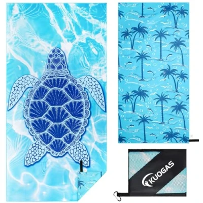 Image of KUOGAS XXL Beach Towel, 90 x 180, Large Microfibre Quick Drying Sand Free Bath Blanket for Women