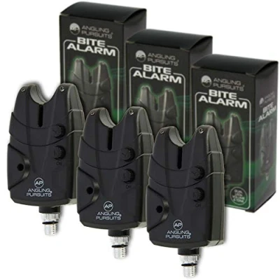 Image of DNA LEISURE Set of 3 x Carp Fishing Bite Alarms Adjustable Volume Tone Control Blue LED Light And Batteries