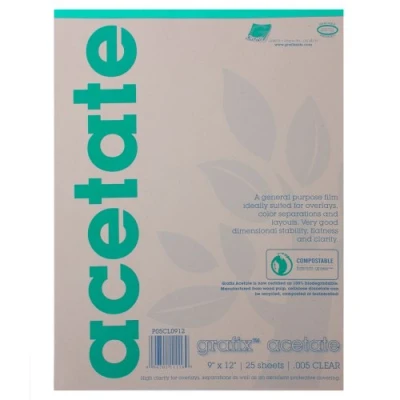Image of Alvin 5CL0912 9 in. x 12 0.005 Grafix Biodegradable Clear Acetate Pad of 25 Sheets