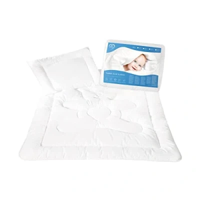 Image of Baby Comfort Junior Toddler Cot Bed Duvet &amp; Flat Pillow Filling Set 150x120 cm All Seasonal White Bear Design