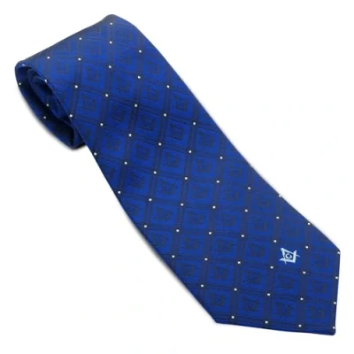 Image of THE MASONIC COLLECTION Silk Woven Blue Tie Square and Compass With G Hand Finished Quality Freemason Gifts for Men
