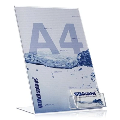 Image of DIN A4 Advertising Stand/L Stand with Extra Business Card Holder as a Table Made of Original Plexiglass