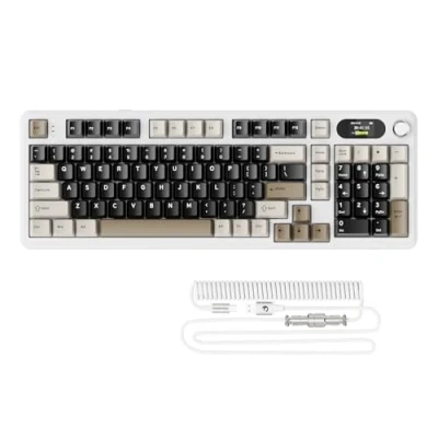 Image of ATTACK SHARK X98PRO Gasket Mechanical Gaming keyboard, BT/2.4G Wireless/USB C, LED Color Screen&amp;CNC knob, RGB Backlit, 98 Keys Hot Swap Linear Switch, 4000mAh battery, Web Cloud Drive,for PC,MAC White