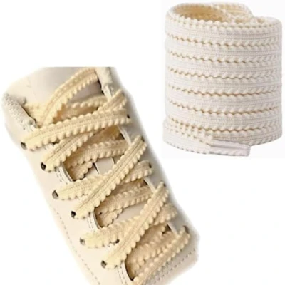 Image of Shark Tooth Laces, Running, Training, Trail, Football Boot Shoe 120cm Long, 6mm Wide, Colourful (Off White)