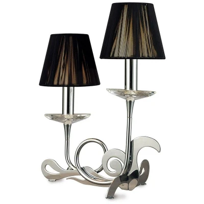 Image of Acanto Table Lamp 2 Light E14, Polished Chrome With Black Shades