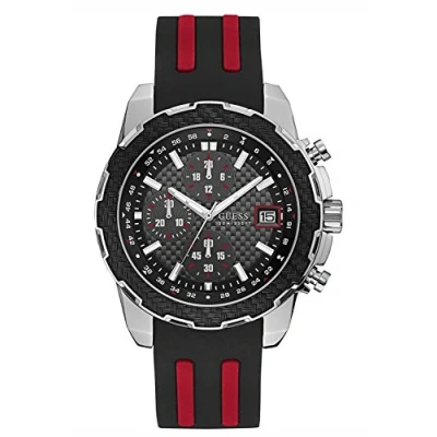 Image of Guess Mens Chronograph Quartz Watch with Silicone Strap W1047G1