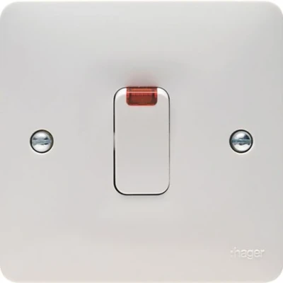 Image of Hager Sollysta Double Pole Switch with LED Indicator 20 A White WMDP84N