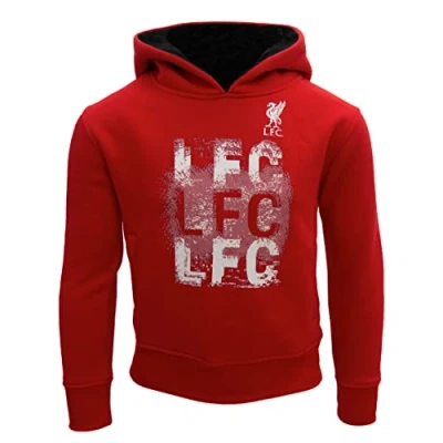 Image of Liverpool FC Official Football Gift Boys Fleece LFC Graphic Hoody Red 5 6 Years