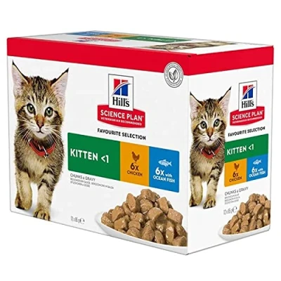 Image of Hill&#039;s Science Plan Feline Chunks &amp; Gravy Kitten Pouch Multipack 12 x 85g