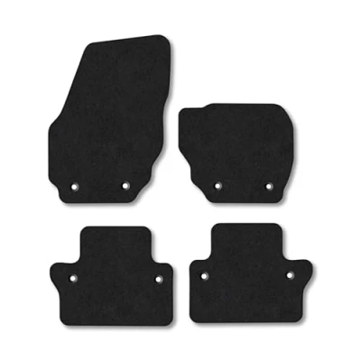 Image of Car Mats Compatible with Volvo Xc70 (2007 2016) [Auto] Tailored Fit Black Carpet Floor Set Accessory Custom 4 Pieces Anti Slip Backing &amp; Binding Trim Edge