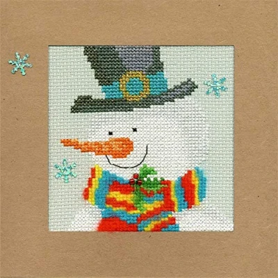 Image of Bothy Threads Cross Stitch Kit Christmas Card Snowy Man