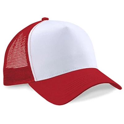 Image of Beechfield Red Mesh Baseball Cap One Size