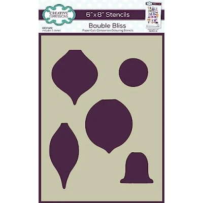 Image of Creative Expressions Companion Colouring Stencil Bauble Bliss, Mylar, 6 x 8 in