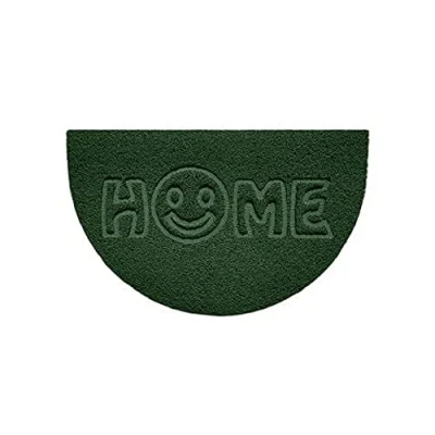 Image of Nicoman Embossed Halfmoon Half Circle Door Mat Dirt Trapper Jet Washable Doormat 70x44cm (Green, HOME SMILEY FACE Shape) Use on Carpet ONLY