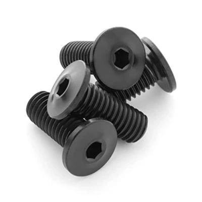 Image of Terske Ultra Low Profile Superlight Black Titanium Bottle Cage Bolts: 8 Pack