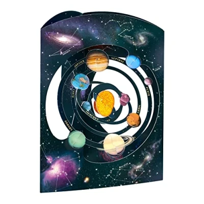 Image of SANTORO Swing Card, 3D Pop Up Greeting Card Solar System For Kids, Him, Her, Boys, Daughters Space Birthday Gifts Enthusiasts