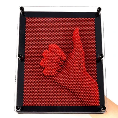 Image of E FirstFeeling 3D Pin Art Toy Extra Large 10&quot; X 8&quot; Board Impression Sculpture for Kids Adults Hand Mold Red